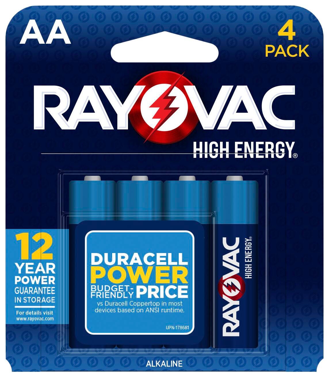 Rayovac High Energy AA Batteries, 4 Pack 2133746